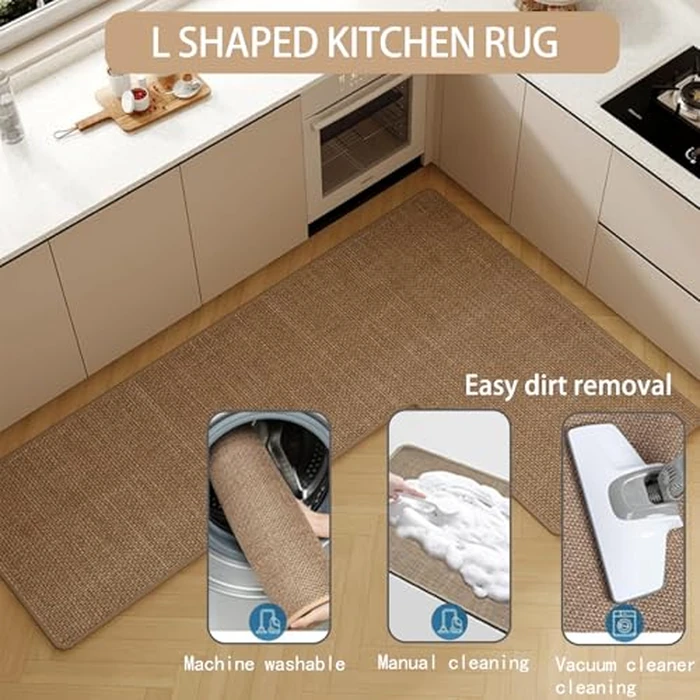 L Shaped Rug Corner Kitchen Rugs Non Slip Washable Mat, L-Shaped Rug Super Absorbent Corner Kitchen Mats Rubber Waterproof Corners Area Runner Kitchen Sink Floor Mat (Grey Left-L, 31.5″X47.2″X17.7″) by HPSTZNB - Image 8