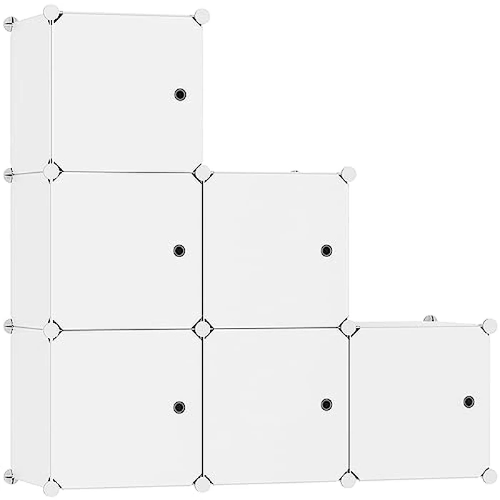 C&AHOME Cube Storage Organizer with Doors, 6-Cube Shelf, DIY Plastic Modular Bookshelf, Storage Shelves Ideal for Home Office,Milky USHS3006M-DOOR by C&AHOME - Used - Good condition - CA$32.39