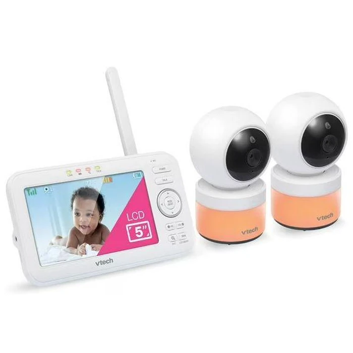 VTech VM5263-2 5” Inch Digital Video Baby Monitor with 2 Pan - White by VTech - Image 2