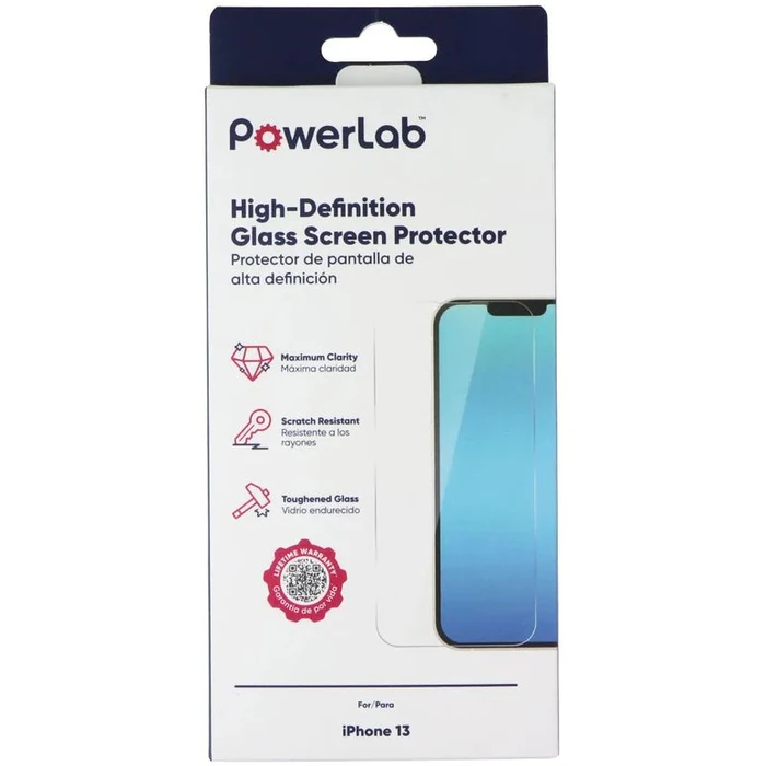 PowerLab High-Definition Glass Screen Protector for iPhone 13 - Clear by PowerLab - Refurbished - Brand New condition - US$8.28