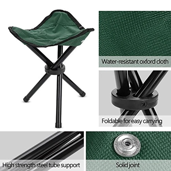 Folding Tripod Chair, Portable Lightweight Fishing Camping Stool for Outdoor Walking Hunting Hiking Travel(Green-S) by VGEBY - Image 4