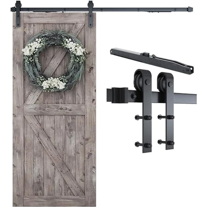 SMARTSTANDARD 6.6 FT Sliding Barn Door Soft Close Hardware Kit - 5 ft-10 ft, Smoothly and Quietly-Single Door-Invisible Design-Includes Step-by-Step Manual-Fit 36"-40" Door Panel (J Shape) by SMARTSTANDARD - Used - Acceptable condition - US$45.11