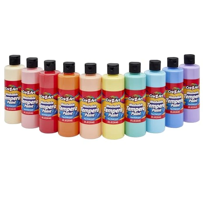 Cra-Z-Art Pastels Washable Tempera Paint For Kids Bulk Pack 10ct, Assorted Soft Pastel Colors Tempera Paint Set 8oz each bottle, Back To School Teachers Supplies by Cra-Z-Art - Used - Like New condition