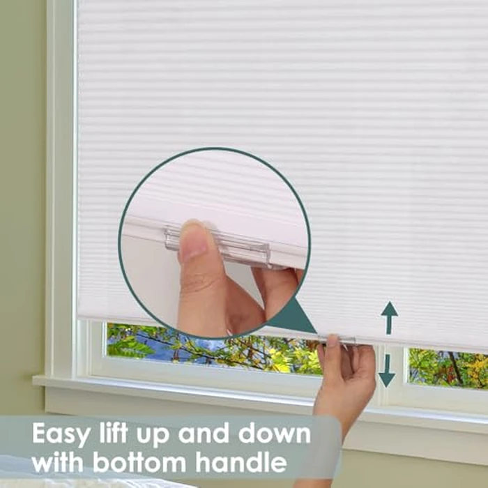 LUCKUP Custom Size Cordless Cellular Shades for Windows-Light Filtering Bottom Up Honeycomb Blinds Thermal UV Protection Energy Saving Pleated Window Shades, White, 36" Wx64 H（91Wx163H cm） by LUCKUP - Image 4