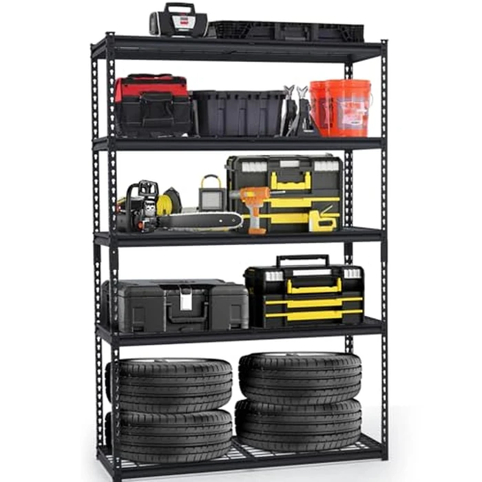 48" Heavy Duty Garage Shelving Unit, Adjustable 5-Tier Metal Storage Rack, Freestanding Utility Shelf, 48"w x 18"d x 72"h by GAOMON - Used - Very Good condition - US$86.33