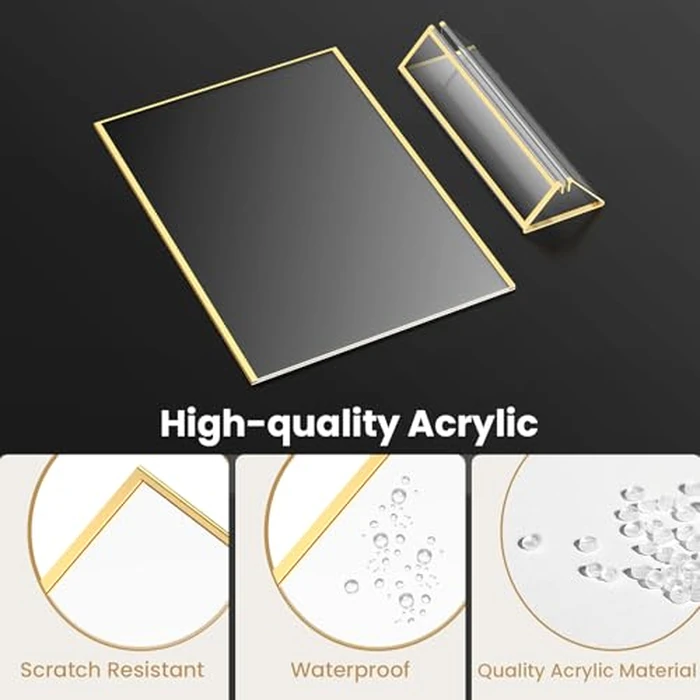 YOAEAILY Acrylic Sign Holder 8.5X11 Gold Frames Double-Sided Gold Picture Frames for Flyer Holder Menu Holder Wedding Table Number Holder Christmas Photo Frame with Removable Sticky Dots -6 Pack by YOAEAILY - Image 4