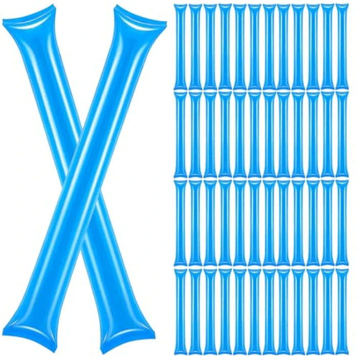QOOWFEANIG Thunder Sticks Thicken Plastic Cheersticks Inflatable Thunder Sticks Cheering Stick Clapper Noise Makers Toys for Sports Games Birthday Party Supplies Wedding (50PCS Blue) by QOOWFEANIG - Used - Like New condition