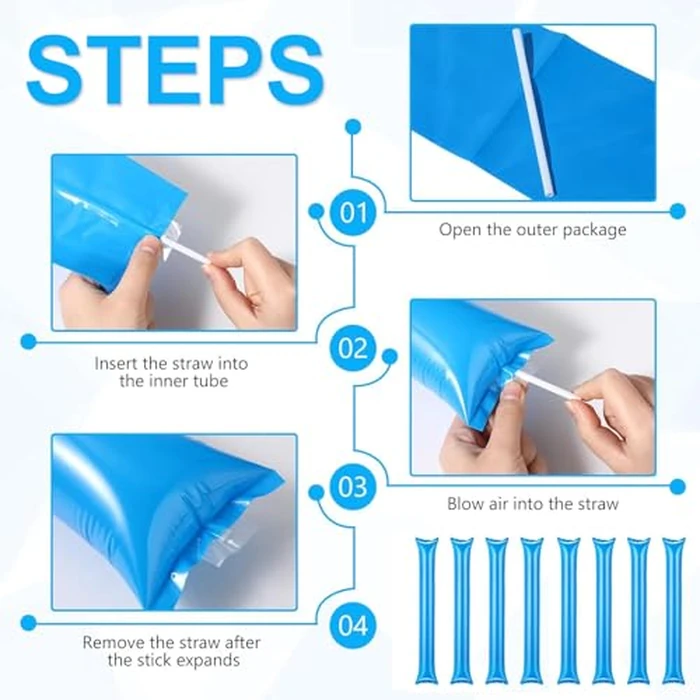 QOOWFEANIG Thunder Sticks Thicken Plastic Cheersticks Inflatable Thunder Sticks Cheering Stick Clapper Noise Makers Toys for Sports Games Birthday Party Supplies Wedding (50PCS Blue) by QOOWFEANIG - Image 3