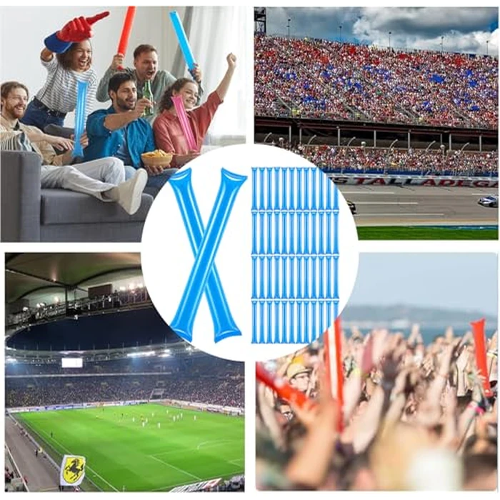 QOOWFEANIG Thunder Sticks Thicken Plastic Cheersticks Inflatable Thunder Sticks Cheering Stick Clapper Noise Makers Toys for Sports Games Birthday Party Supplies Wedding (50PCS Blue) by QOOWFEANIG - Image 7