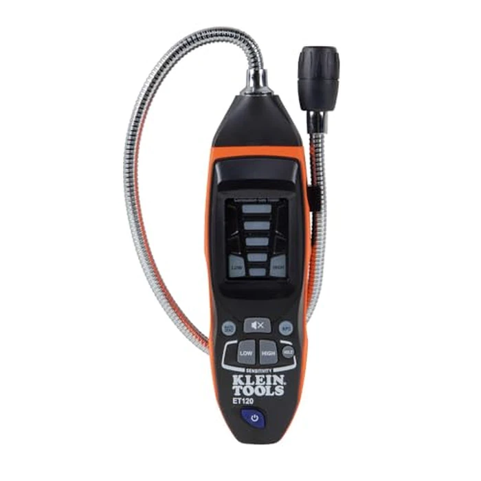 Klein Tools ET120 Gas Leak Detector, Combustible Gas Leak Tester with 18-Inch Gooseneck Has Range 50-10,000 ppm, Includes Pouch, Batteries by KLEIN TOOLS - Image 1