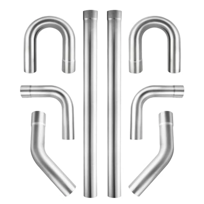 Autarboor 2.25 Inch Mild Steel DIY Custom Exhaust Tubing Mandrel Bend Pipe Straight & U-Bend Kit, Universal Fit - 8 PCS by Autarboor - Used - Like New condition
