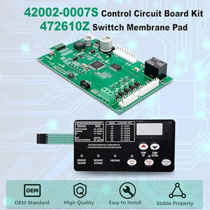 Gleyi 42002-0007S Pool Heater Control Board kit 461105 with 472610Z Switch Membrane Pad, Compatible with Mastertemp & Sta-Rite Max-E-Therm NA/LP Series Pool/Spa Heater by Gleyi - Image 4