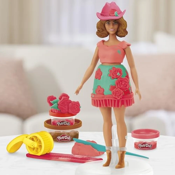 Play-Doh Barbie Florals and Fringe Set, Make Doll Clothes with Modeling Compound & 9 Fashion Accessories, Arts & Crafts for Girls & Boys 5+ by Play-Doh - Image 6