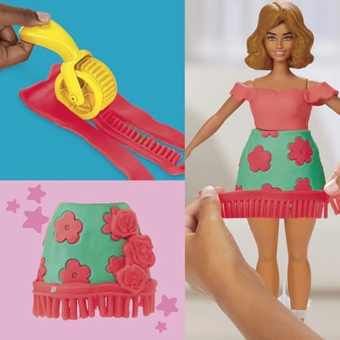 Play-Doh Barbie Florals and Fringe Set, Make Doll Clothes with Modeling Compound & 9 Fashion Accessories, Arts & Crafts for Girls & Boys 5+ by Play-Doh - Image 7
