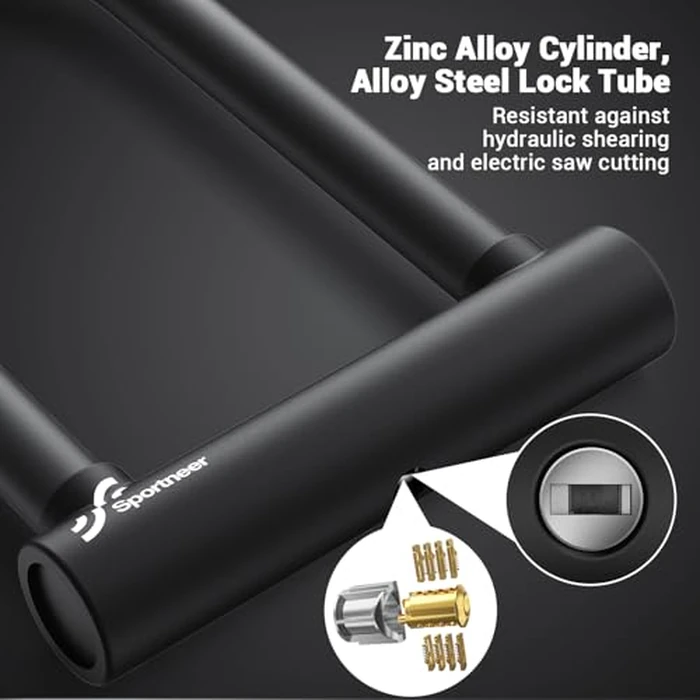 Sportneer Bike Lock, 18mm Heavy Duty Bike U Lock 9.85''x6.3'' Size with 3 Keys Anti Theft Secure Locks for Bikes, E-Bikes, Motorbikes, Scooters by Sportneer - Image 5