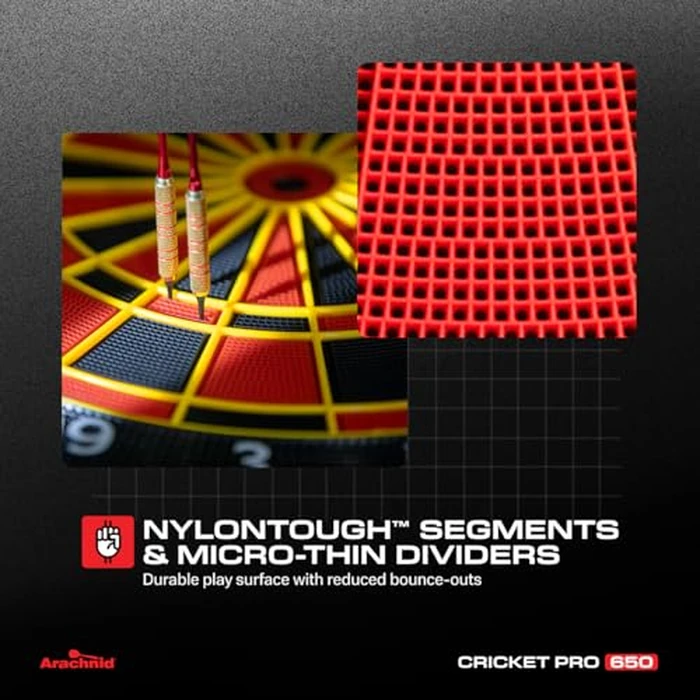 Arachnid Cricket Pro 650 Electronic Dartboard - 15.5” Regulation Size - 33 Games with 303 Variations - 8-Player LED Score Display by Arachnid - Image 3