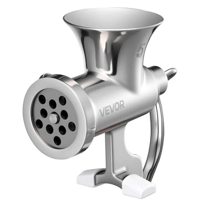 VEVOR Manual Meat Grinder, 304 Stainless Steel Hand Crank Meat Mincer with Steel Table Clamp, Sausage Stuffer with 2 Cutting Plates & 4 Sausage Tubes, Food Grinder for Beef Chili Pork Kitchen Tabletop by VEVOR - Image 3