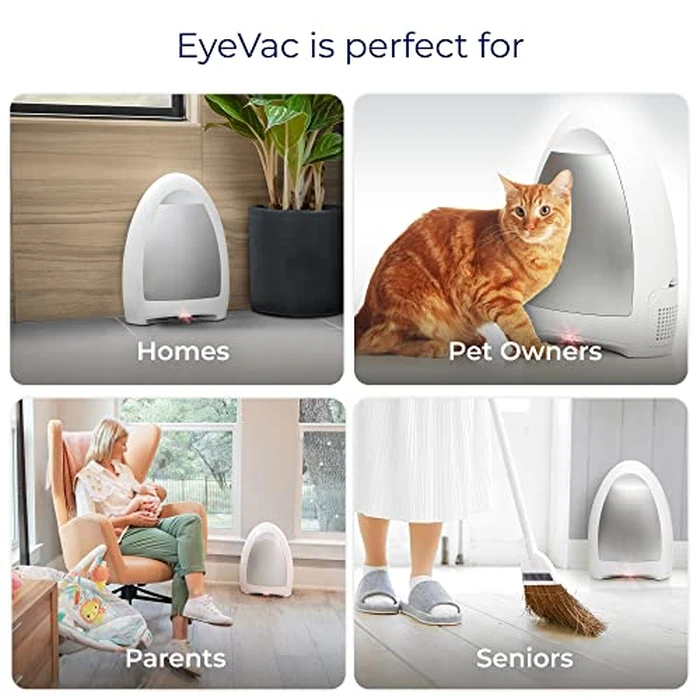 EyeVac Home Touchless Vacuum Automatic Dustpan - Great for Sweeping Pet Hair Food Dirt Kitchen - Ultra Fast & Powerful, No More Bending Down, Bagless, Corded, Automatic Sensors, 1000 Watt (White) by EYE-VAC - Image 6