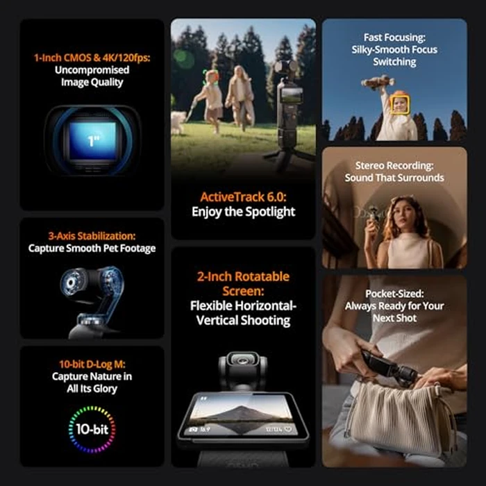 DJI Osmo Pocket 3 Creator Combo, 1'' CMOS, 4K Resolution/120fps Vlog Camera, 3-Axis Stabilization, Face/Object Tracking, Mic Included for Clear Sound, Digital Camera for YouTube by DJI - Image 5