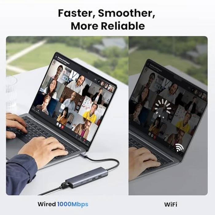 UGREEN USB C to Ethernet Adapter, 10Gbps Data Port 6-in-1 Hub Ethernet with 2*USB-C 3.2, USB-A 3.2/2.0, Gigabit RJ45, Power Port (Only for Adapter), Type C to Network Dongle for Laptop, MacBook, XPS by UGREEN - Image 4