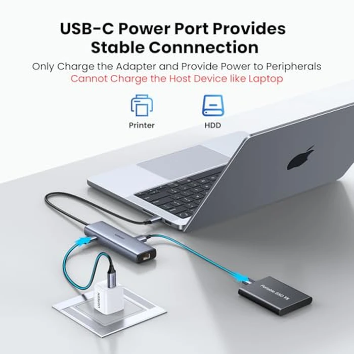 UGREEN USB C to Ethernet Adapter, 10Gbps Data Port 6-in-1 Hub Ethernet with 2*USB-C 3.2, USB-A 3.2/2.0, Gigabit RJ45, Power Port (Only for Adapter), Type C to Network Dongle for Laptop, MacBook, XPS by UGREEN - Image 8