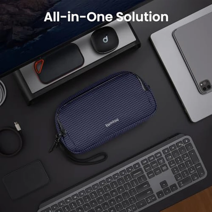 tomtoc Electronic Organizer Travel Case Performance, Water Resistant Dual Compartment Cable Organization Storage Bag for Charger, Cord, Phone, Hard Drive, Power Bank, Accessories Travel Essentials by tomtoc - Image 3