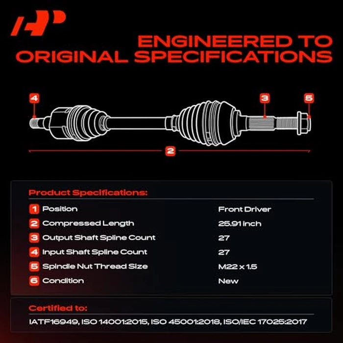 A-Premium CV Axle Shaft Assembly Compatible with Ford Edge 2015 2016 2017 2018 & Lincoln MKX 2016 2017 2018, 2.7L 3.5L 3.7L, Front Left Driver Side, Replace# F2GZ3B437C, F2GZ3B437N by A-premium - Image 3