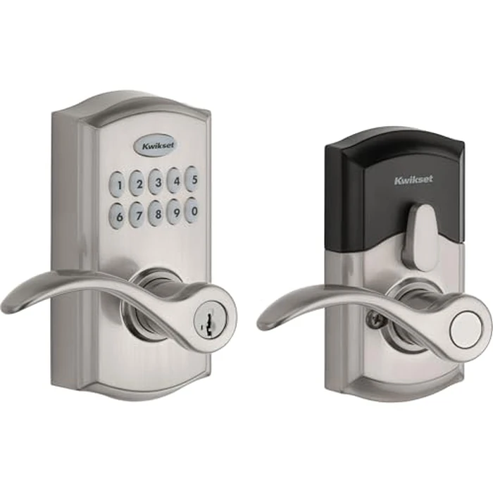 Kwikset SmartCode 955 Pembroke Light Commercial 10-Button Keypad Electronic Lever, Convenient Keyless Entry, 3-Year Battery Life and High Traffic Durability in Satin Nickel by Kwikset - Used - Acceptable condition - US$77.59
