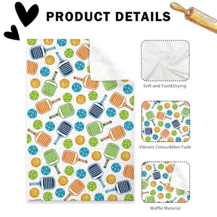 2 Pcs Pickleball Kitchen Towels, Funny Pickleball Hand Towels, Pickle Ball Player Gift, Pickleballs Team Gift, Kitchen Towels Decorative 26x17 inch by FUKENMEKL - Image 4