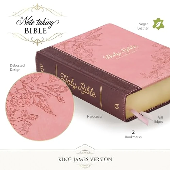 KJV Holy Bible, Note-taking Bible, Faux Leather Hardcover - King James Version, Brown/Pink (KJV Note-taking Editions) by Christian Art Gifts - Image 2