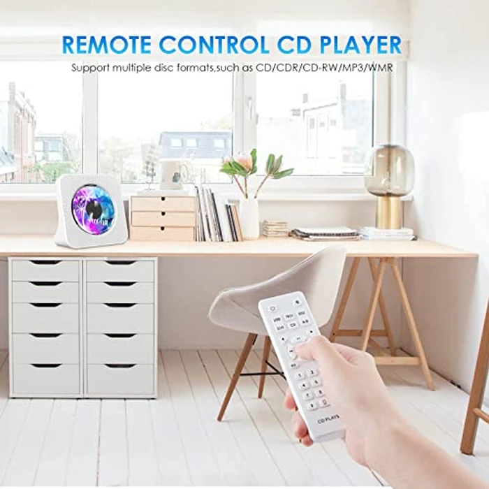 Gueray Portable CD Player with Bluetooth, Desktop CD Music Players for Home with Speakers and Remote Control, Support AUX&USB FM Radio Cool Men's Music Lovers Christmas Birthday Gifts,Cool Room Decor by Gueray - Image 5