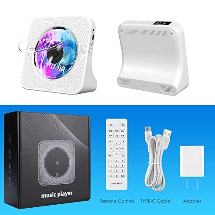 Gueray Portable CD Player with Bluetooth, Desktop CD Music Players for Home with Speakers and Remote Control, Support AUX&USB FM Radio Cool Men's Music Lovers Christmas Birthday Gifts,Cool Room Decor by Gueray - Image 7