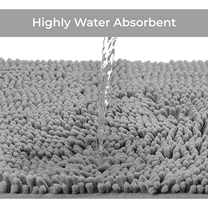 LuxUrux Toilet Rugs U Shaped Washable, Bathroom Toilet Mat, Extra-Soft Plush Bath Bathroom Rug,1'' Chenille Microfiber Material, Super Absorbent Shaggy Machine Wash & Dry (20 x 20 inch, Light Grey) by LuxUrux - Image 7