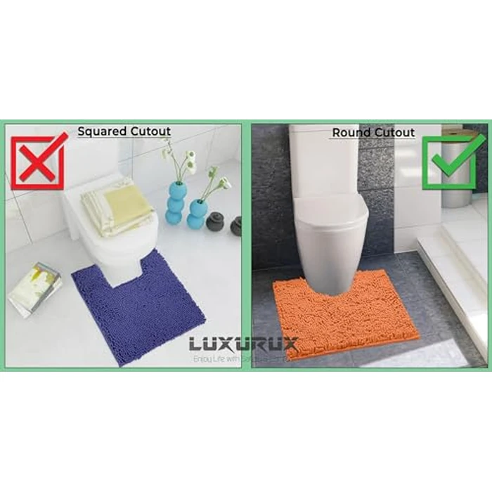 LuxUrux Toilet Rugs U Shaped Washable, Bathroom Toilet Mat, Extra-Soft Plush Bath Bathroom Rug,1'' Chenille Microfiber Material, Super Absorbent Shaggy Machine Wash & Dry (20 x 20 inch, Light Grey) by LuxUrux - Image 8
