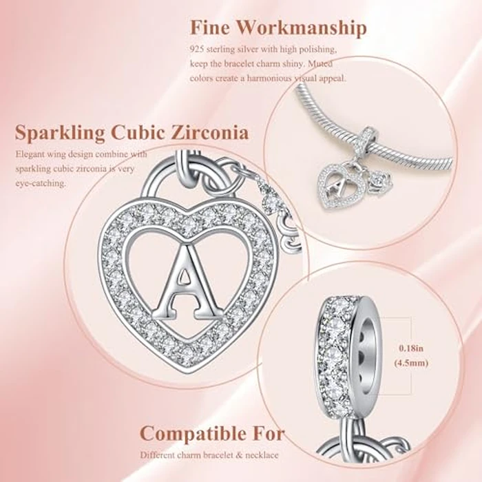 Letter Z Charms for Charms Bracelet: Silver Heart Alphabet Initial Dangle Charms Bead for Bracelets and Necklaces, Birthday Mother's Day Christmas Jewelry Gifts For Women by MAVTZRE - Image 5