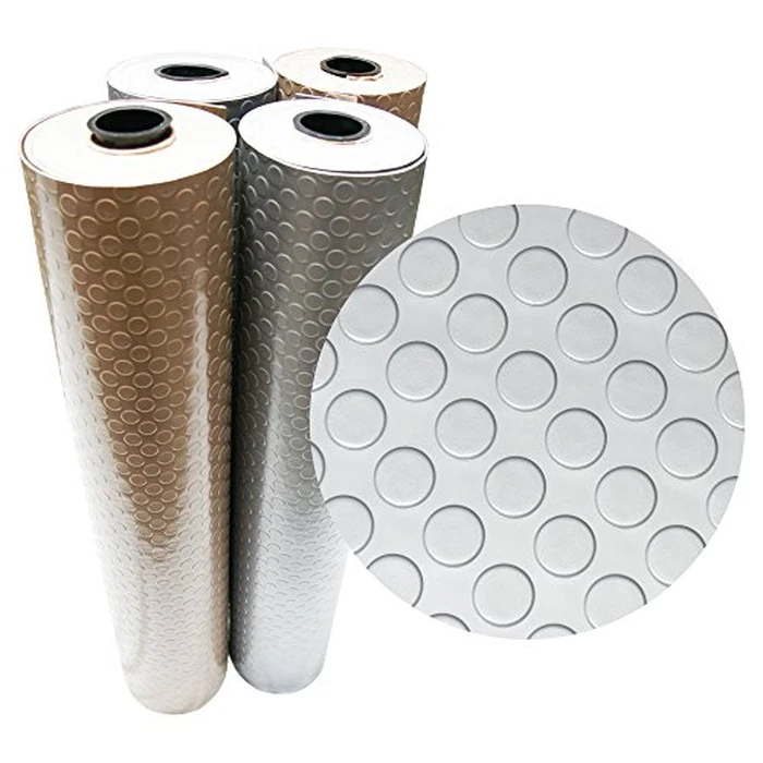Rubber-Cal 03-W265-S-10 Coin-Grip Metallic PVC Flooring, Silver, 2.5mm x 4' x 10' by Rubber-Cal - Image 1