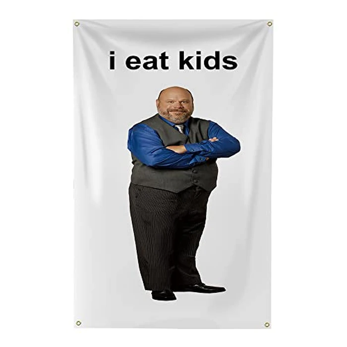 Eksent I Eats Kids Funny Flag 3x5FT Gobelin Banner Hanging Hippie Bertram Tapestry (Heavy Duty, 150D Polyester) for College Dorm Man Cave by eksent - Used - Like New condition - CA$10.37