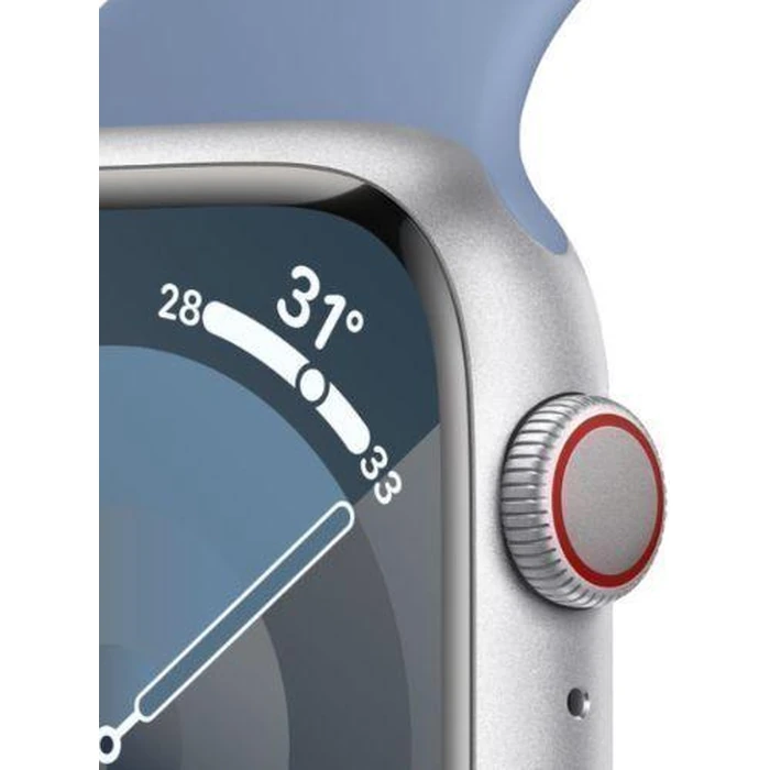 Apple Watch Series 9 (Cellular + GPS) - 64GB - 45mm - Silver Aluminum Case with Winter Blue Rubber Sport Band - One Size by Apple - Image 3