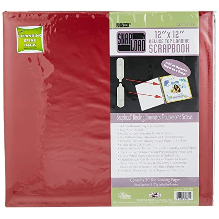 Pioneer Photo Albums 12 x 12-Inch Snapload Sewn Leatherette Memory Book, Red by Pioneer Photo Albums - Image 1