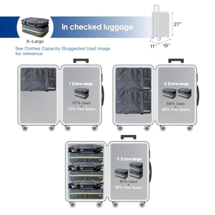 Stow-N-Go Portable Hanging Travel Shelves, Packing Organizer for Luggage. Carry on Closet for Clothes. Expandable Packing Cube. Travel Essentials. Dak Gray - XL by Grand Fusion - Image 4