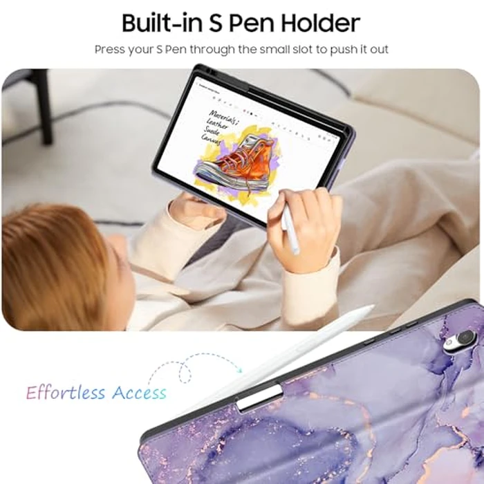 Fintie Case for Samsung Galaxy Tab S11 5G 11 Inch 2025 Model (SM-X730/X736B) with S Pen Holder, Multi-Angle Viewing Soft TPU Back Cover with Pocket, Auto Wake/Sleep (Lilac Marble) by FINTIE - Image 3
