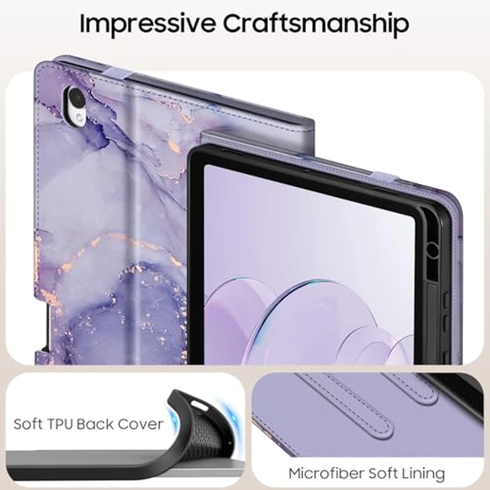 Fintie Case for Samsung Galaxy Tab S11 5G 11 Inch 2025 Model (SM-X730/X736B) with S Pen Holder, Multi-Angle Viewing Soft TPU Back Cover with Pocket, Auto Wake/Sleep (Lilac Marble) by FINTIE - Image 4