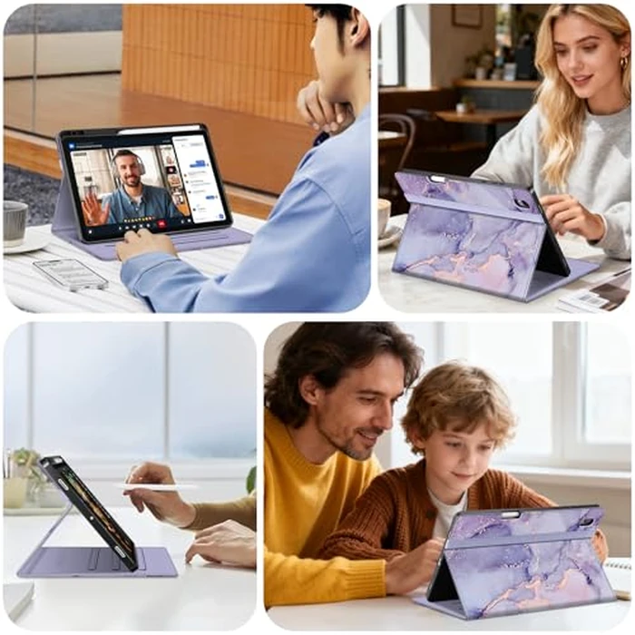 Fintie Case for Samsung Galaxy Tab S11 5G 11 Inch 2025 Model (SM-X730/X736B) with S Pen Holder, Multi-Angle Viewing Soft TPU Back Cover with Pocket, Auto Wake/Sleep (Lilac Marble) by FINTIE - Image 6