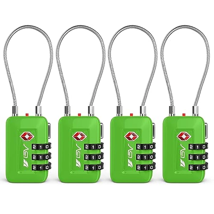 TSA Accepted Luggage Travel Lock, Set-Your-Own Combination Lock for School Gym Locker, Luggage Suitcase Baggage Locks, Filing Cabinets, Toolbox, Case(Green, 4 Pack) by BV - Image 1