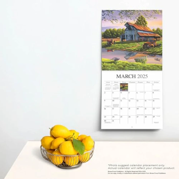 Vintage Country | 2025 12 x 24 Inch Monthly Square Wall Calendar | Featuring the Artwork of Geno Peoples | Hopper Studios | Cars and Trucks Artist by BrownTrout - Image 2