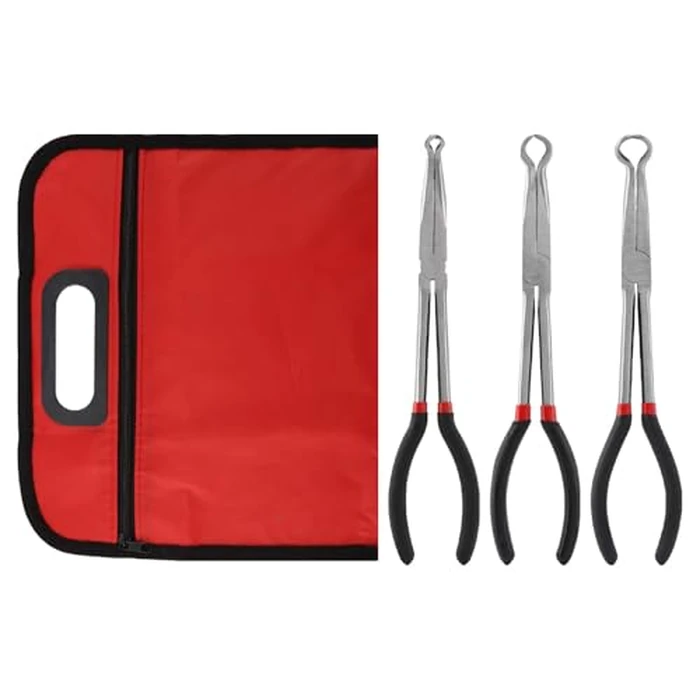 3pcs Long Reach Hose Grip Pliers Set, 11" Long Pliers, 3/8-Inch, 1/2-Inch, 3/4-Inch Dia, Offset Spark Plug Boot Removal Plier Serrated Jaws for Hard to Reach Narrow Space(COLOR:black red) by XuYelora - Used - Like New condition - US$16.43