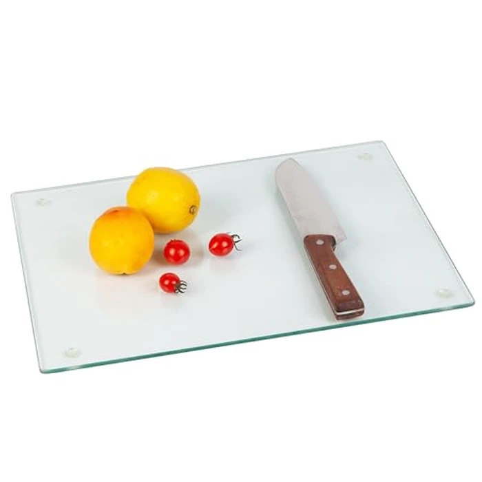 Murrey Home Glass Cutting Board for Kitchen Counter, Tempered Glass Chopping Boards Dishwasher Safe, Small Clear Countertop Tray, Scratch Resistant, Heat Resistant, Non Toxic, Clear, 16"x12" by Murrey Home - Used - Like New condition