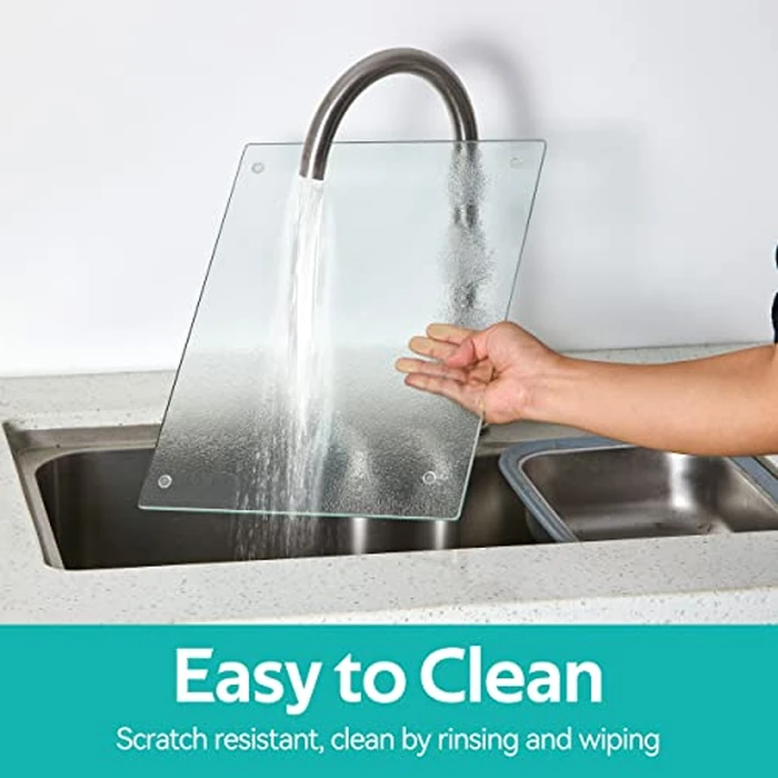 Murrey Home Glass Cutting Board for Kitchen Counter, Tempered Glass Chopping Boards Dishwasher Safe, Small Clear Countertop Tray, Scratch Resistant, Heat Resistant, Non Toxic, Clear, 16"x12" by Murrey Home - Image 4