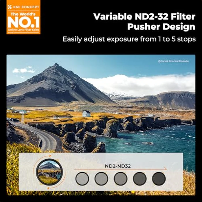 K&F CONCEPT Nano-X PRO 72mm Variable ND Filter ND2-ND32 - Ultra-Low Reflectance, AGC Optical Glass, Brass Frame, 36-Layer Nano Coating, Hard-Stop VND Filter by K&F CONCEPT - Image 2