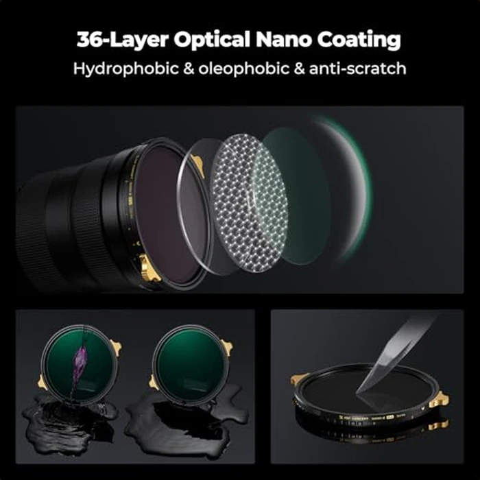 K&F CONCEPT Nano-X PRO 72mm Variable ND Filter ND2-ND32 - Ultra-Low Reflectance, AGC Optical Glass, Brass Frame, 36-Layer Nano Coating, Hard-Stop VND Filter by K&F CONCEPT - Image 6